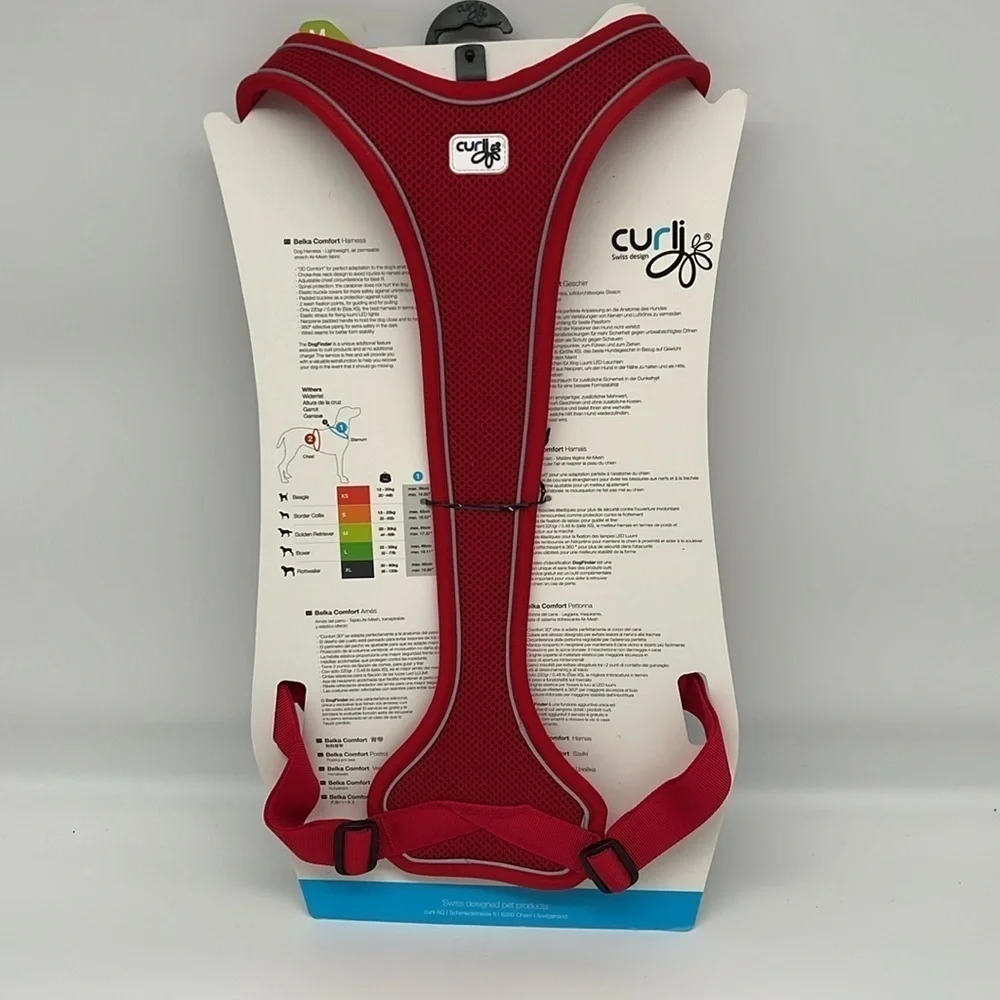Curli Belka‎ Comfort Dog Harness Adjustable Step-in Choke-Free Reflective Red M
